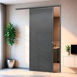 Porta De Correr Suspensa 210x80cm Lambril Esq L.25 Brimak Cinza