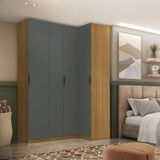 Guarda-roupa De Canto Reto 4 Portas Altezza Clean Freijó/titânio