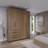 Guarda-roupa Casal 4 Portas 4 Gavetas 100% Mdf Allen 181,7 Cm Freijó