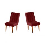 Jogo 02 Cadeiras De Jantar Estofada Cozinha Paris Suede Vermelho Eli Móveis
