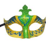 Máscara De Carnaval Glitter Verde E Dourado
