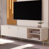 Bancada Para Tv 70 Polegadas Sven Off White Dourado