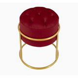 Puff Banqueta Estofado Decorativo Base De Ferro Capitonê Suede Bordo Eli Móveis E Decoração