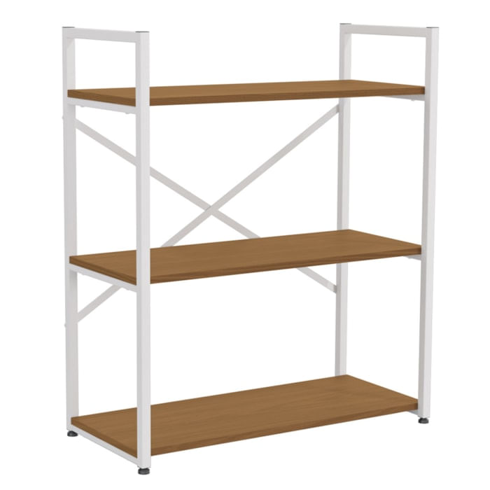 Estante Baixa 3 Prateleiras 87x72 Cm Li007 Canela Branco Kpb