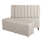 Kit De Quarto Roma Cabeceira De Cama Box E Calçadeira Baú Casal 140 Cm Suede Porcelana Eli Móveis E Decoração