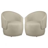 Kit 2 Poltronas Decorativa Redondo Estofada Heitor Sala Escritório E Recepção Suede Bege Eli Móveis