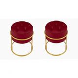 Kit 2 Puff Banqueta Estofado Decorativo Base De Ferro Capitonê Suede Bordo Eli Móveis E Decoração