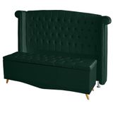 Kit De Quarto Cabeceira De Cama Box E Calçadeira Baú Toquio Casal Queen 160 Cm Suede Verde Eli Móveis E Decoração
