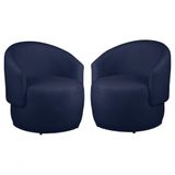 Kit 2 Poltronas Decorativa Redondo Estofada Heitor Sala Escritório E Recepção Suede Azul Marinho Eli Móveis