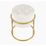 Puff Banqueta Estofado Decorativo Base De Ferro Capitonê Suede Branco Eli Móveis E Decoração