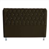 Cabeceira De Cama Box Londres Casal Queen 160 Cm Suede Botão De Strass Marrom Eli Móveis E Decoração