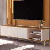 Bancada Para Tv 70 Polegadas Sven Off White Nature Dourado