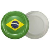 Prato Redondo Brasil Copa Do Mundo 18cm - 10 Unidades