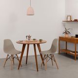 Conjunto Mesa Jantar Square Laminada Redonda Natural - 88cm + 2 Cadeiras Eiffel Pp - Bege Acinzentado