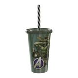 Copo Com Canudo Hulk Vingadores Shake - 500ml