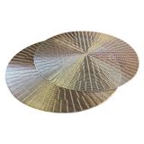 Jogo Americano 2 Peças Mesa Posta Mesa Redondo Linha Luxo Tamanho Grande Modelo Egípcio Em Pvc Cor:dourado