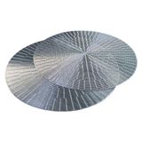 Jogo Americano Mesa Posta Mesa Redondo Linha Luxo Tamanho Grande Modelo Egípcio Em Pvc Cor:prata