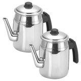 2 Bule Alumínio Bico Longo Clássico 1,3l Café Chá Leite Água