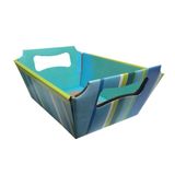 Cesta De Papel Listras Verde 16cm X 12cm X 10cm