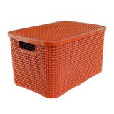Caixa Organizadora Rattan Cesto Com Tampa 15 Litros Terracota