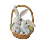 Cesta Decorativa De Páscoa Coelhos - Ovos 21cm