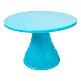 Boleira Suporte Para Bolo Liso Alto Pequeno 28cm Azul Bebê