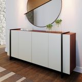 Buffet Aparador Ipanema Off White Nogueira Preto Dourado