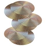 Jogo Americano 10 Peças Mesa Posta Mesa Redondo Linha Luxo Tamanho Grande Modelo Egípcio Em Pvc Cor:dourado