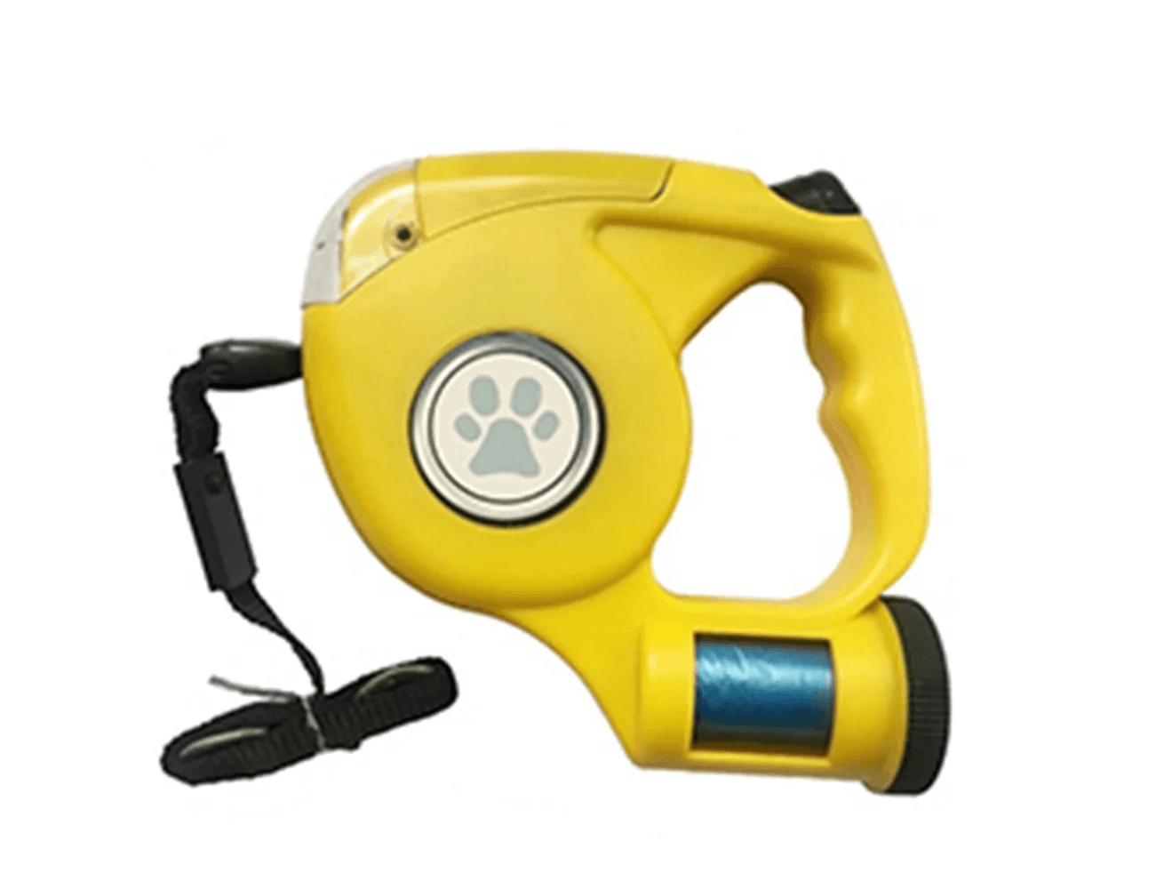 Coleira Retrátil Para Cães Com Lanterna Led E Suporte Para Saco De Cocô