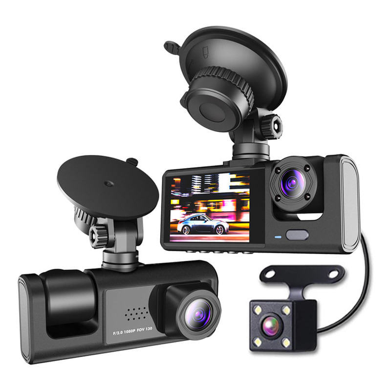 Dashcam 1080p De Grande Angular C309-2083 Com Gravação Dupla Wifi