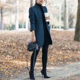 Jaqueta Feminina, Inverno, Escritório, Algodão Longo Com Nervuras Sólidas
