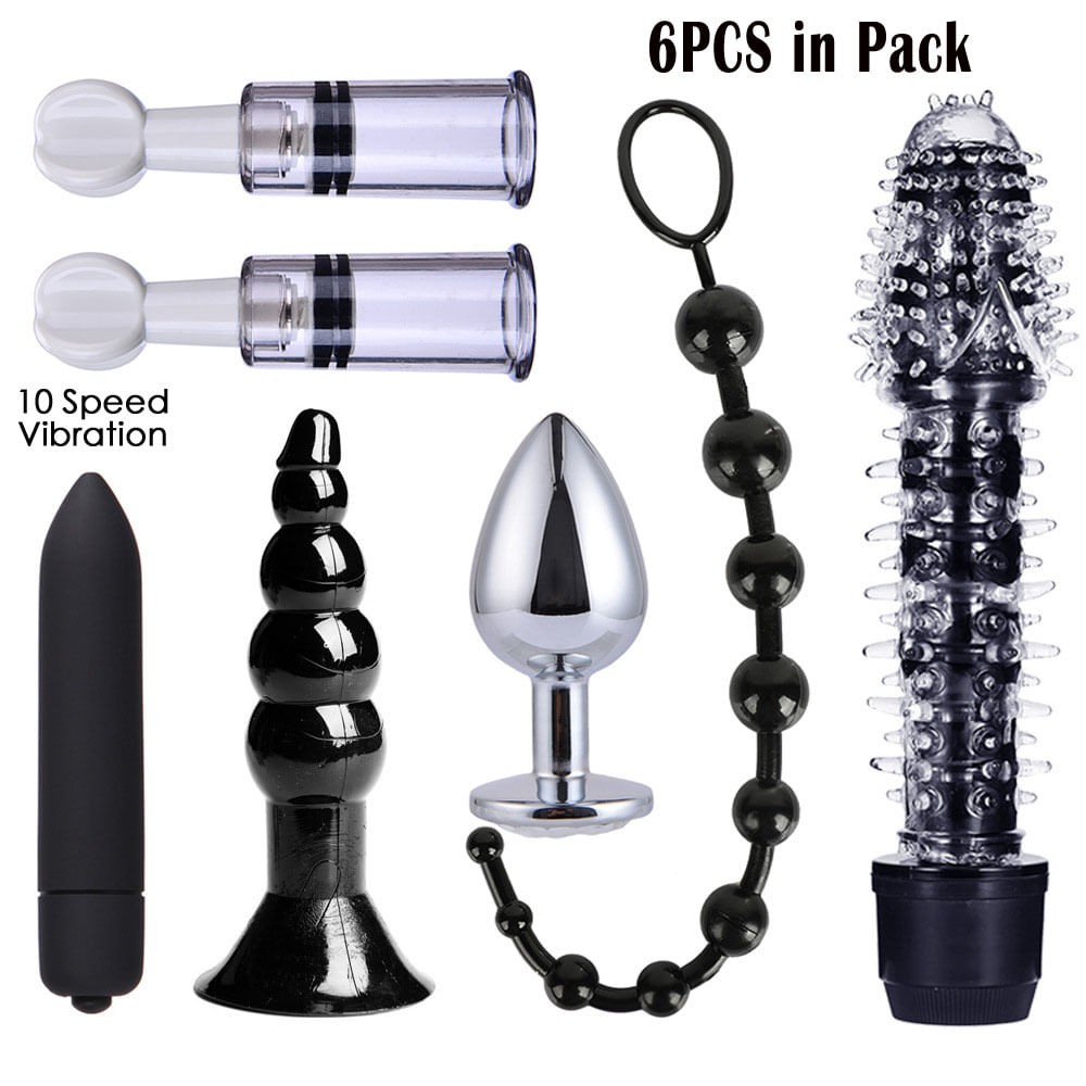 Conjunto De Vibrador Plug Butt Bead 6 Em 1 Da Sex Toys Para Adultos