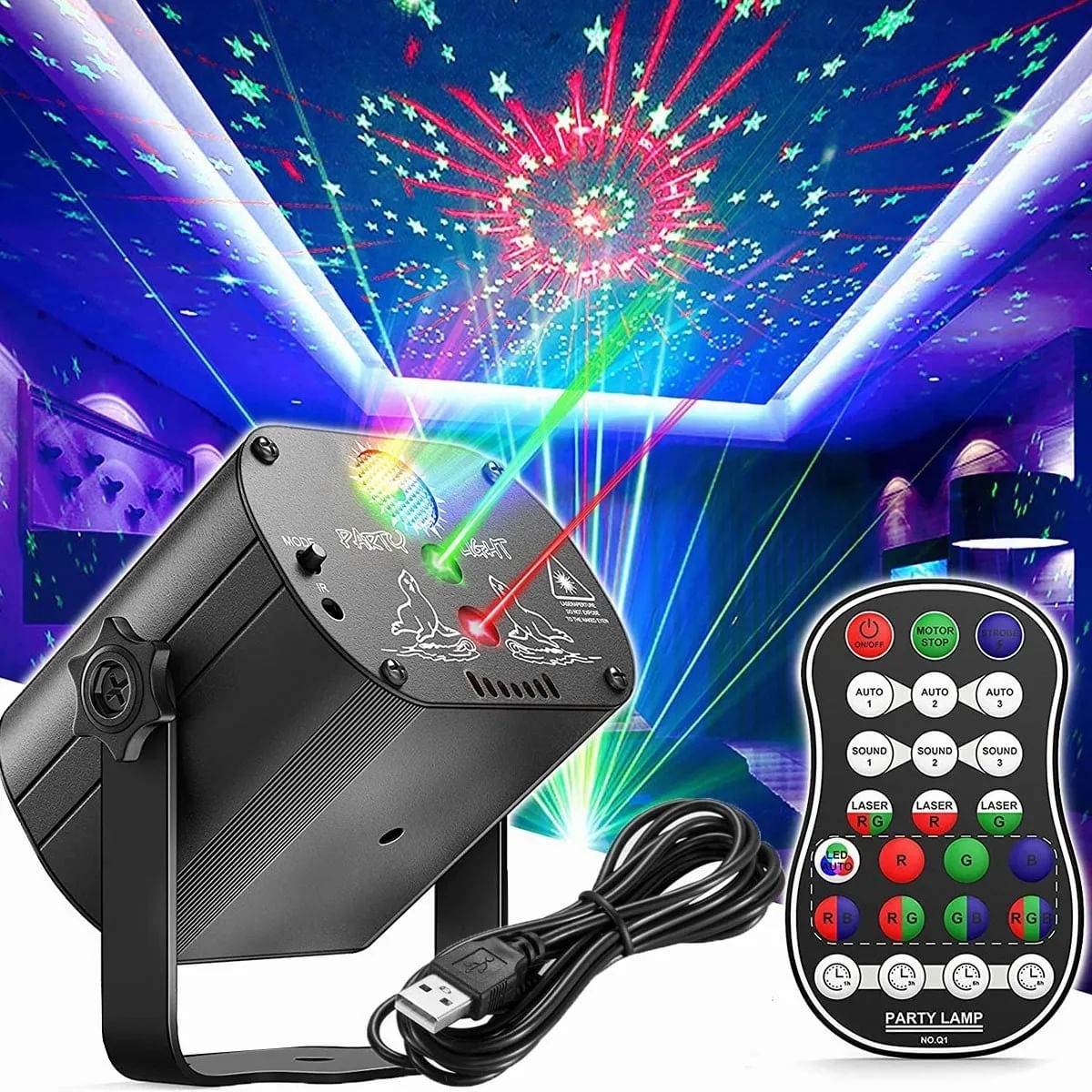 Disco Strobe Lights Stage Projector Dj Party Com Controle Remoto