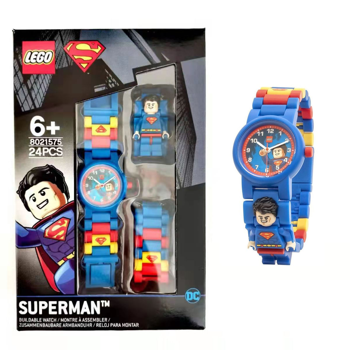 Relógio Lego Superman Minifigure Para Crianças Com 12 Links