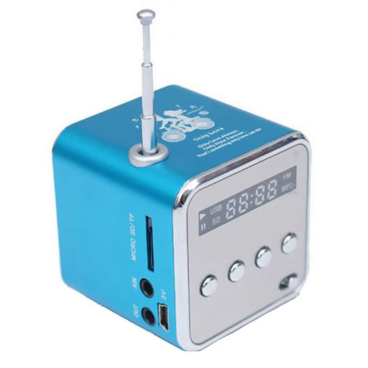 Alto-falantes Estéreo Portáteis Mini Blue Com Rádio Fm E Usb