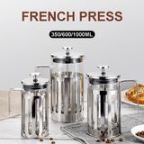 Pote De Café French Press Em Aço Inoxidável 350/600/1000ml