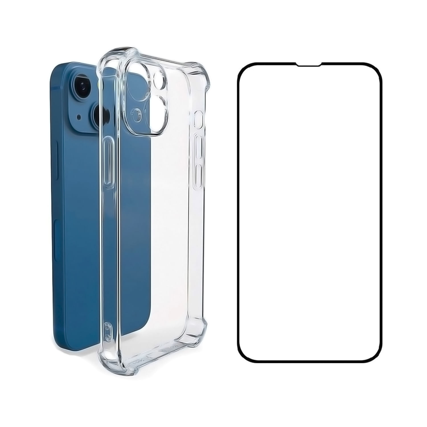 Capa + Folha De Vidro De Mica Completa Para Iphone 14 - Transparente