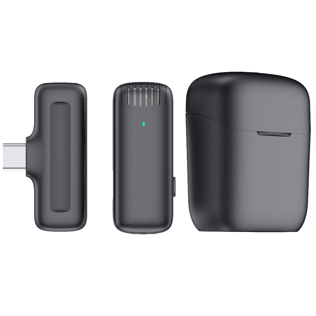 Microfone De Lapela Sem Fio Com Compartimento De Carregamento