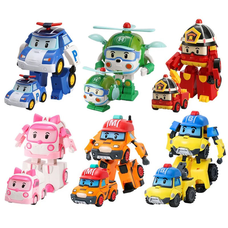 Conjunto De Carros Toy Robocar Poli Transformation Robot 6 Em 1