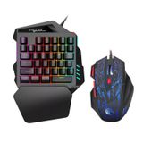 Kit De Teclado Gamer De 35 Teclas Com Mouse Retroiluminado Para Uma Mão
