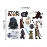 Adesivo De Parede Em Pvc Star Wars Yoda Death Star Vader 50cm X 40cm