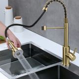 Torneira De Cozinha Com Pulverizador De Aço Escovado Compacta 45cm
