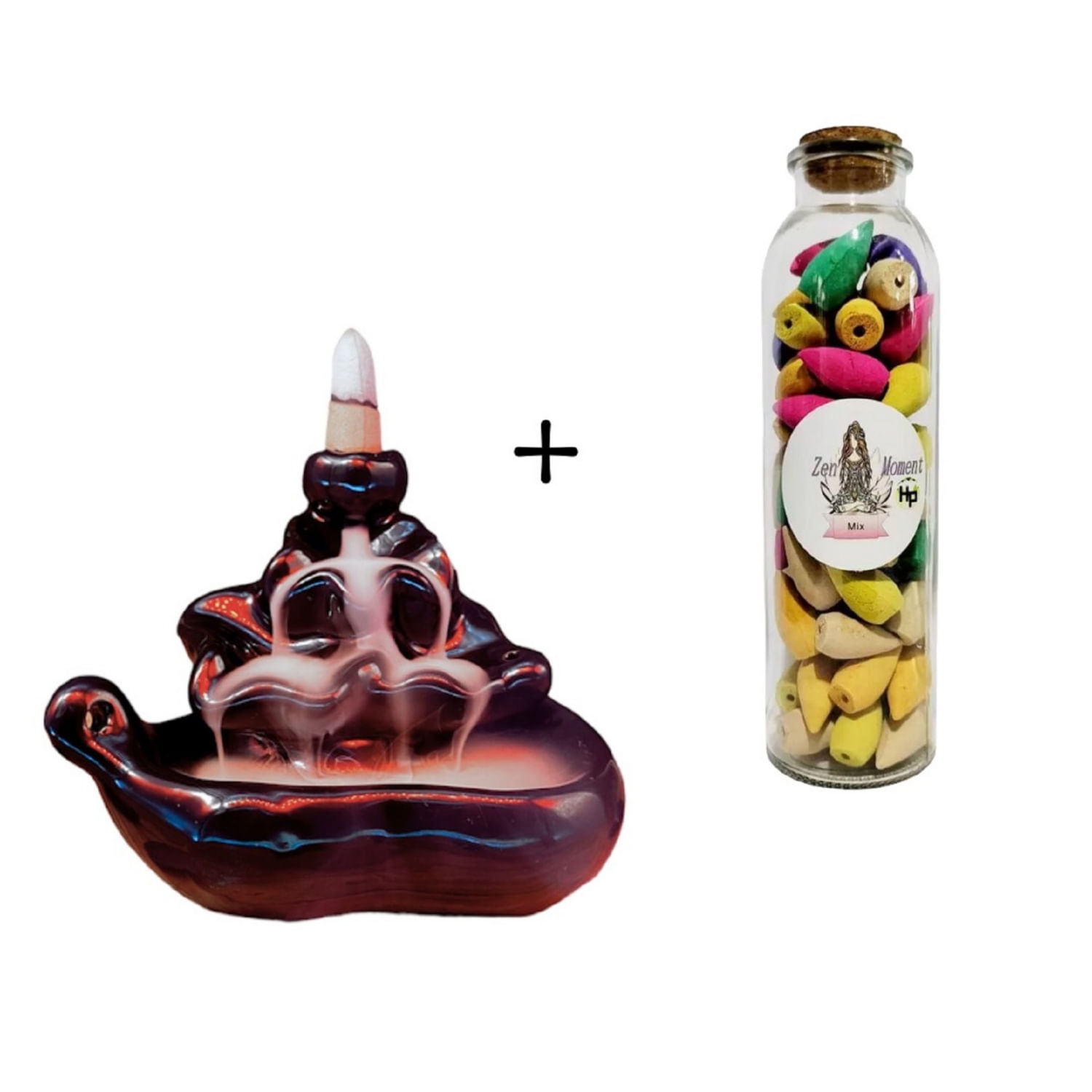 Smoke Waterfall + Garrafa De 70 Cones De Incenso Lotus Smoke