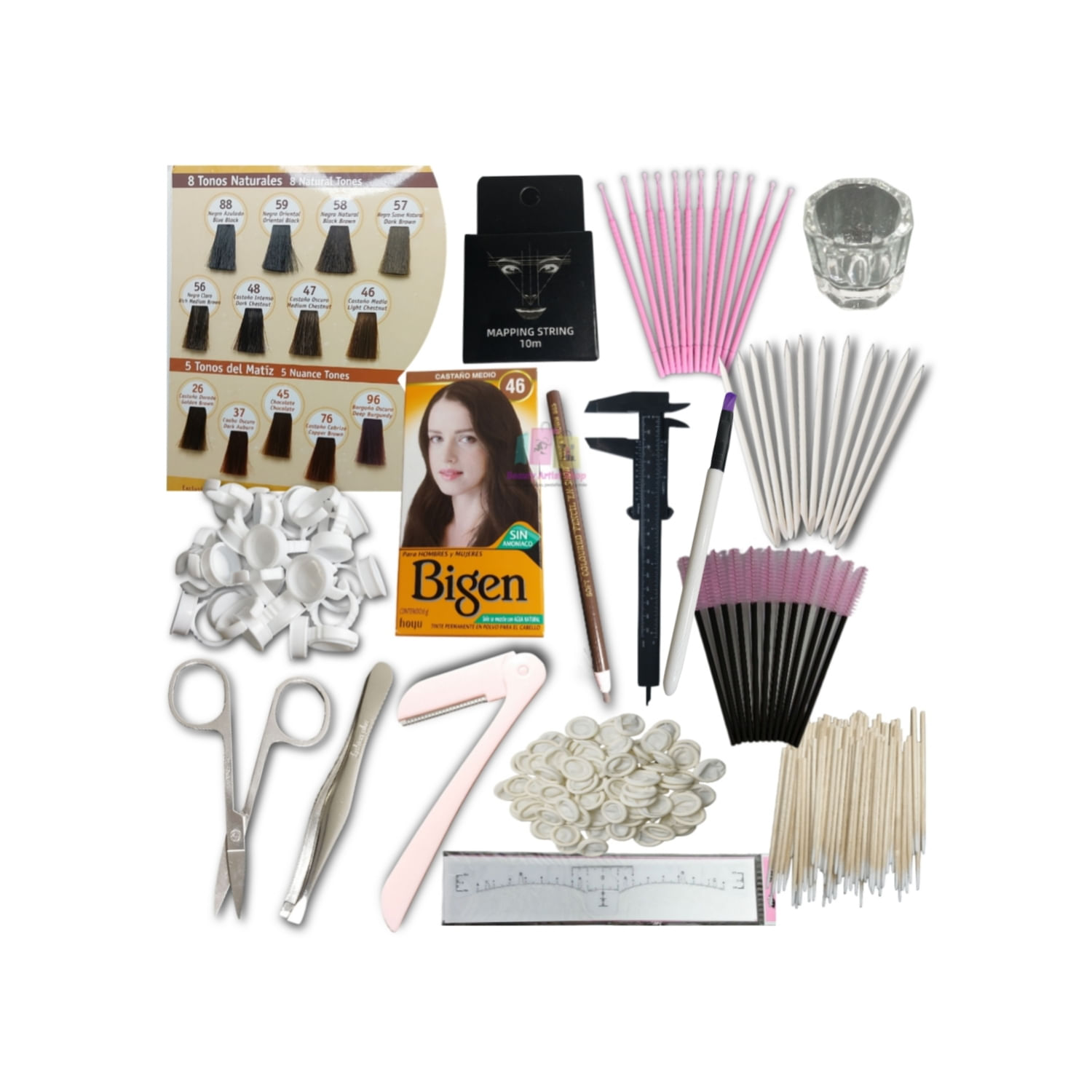 Kit De Sobrancelhas Bigen Semipermanent Tint #48 Com Acessórios