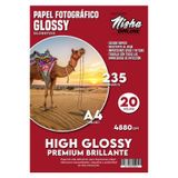Papel Fotográfico Brilhante 235gsm Tamanho A4 - 20 Folhas