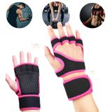 Luvas De Levantamento De Peso De Ginástica De Neoprene De Silicone Para Homens - Fúcsia