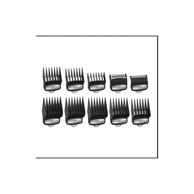 Conjunto Hitch Combs Black Metal Para Máquinas Wahl De 10 Peças