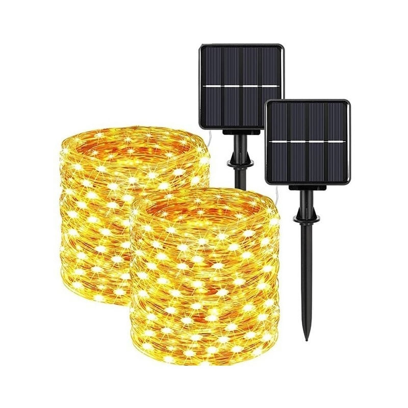 Fairy Light Garland Garland 200 Led 20m Recarregável Por Energia Solar