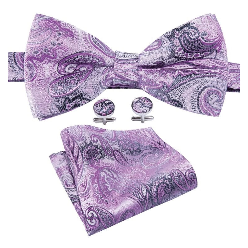 Conjunto De Cachecol, Gravata Borboleta E Coleiras De Seda Luxuosa