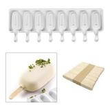 Molde De Sorvete De Silicone De 8 Cavidades Com 50 Palitos Para Mini Palle